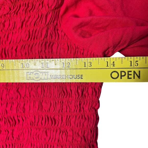 Lulus Your Sunshine Red Smocked Flutter Sleeve Top Sz XL Spring Summer Vacation - Picture 5 of 6